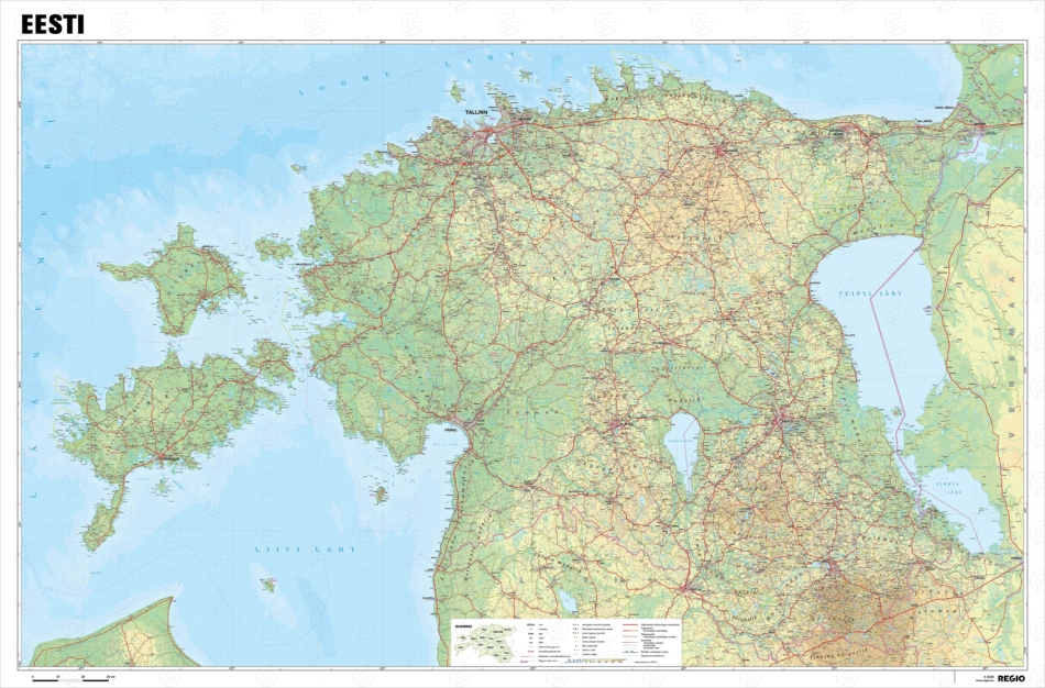 Eesti üldgeograafiline Kaart Detailsem Regio