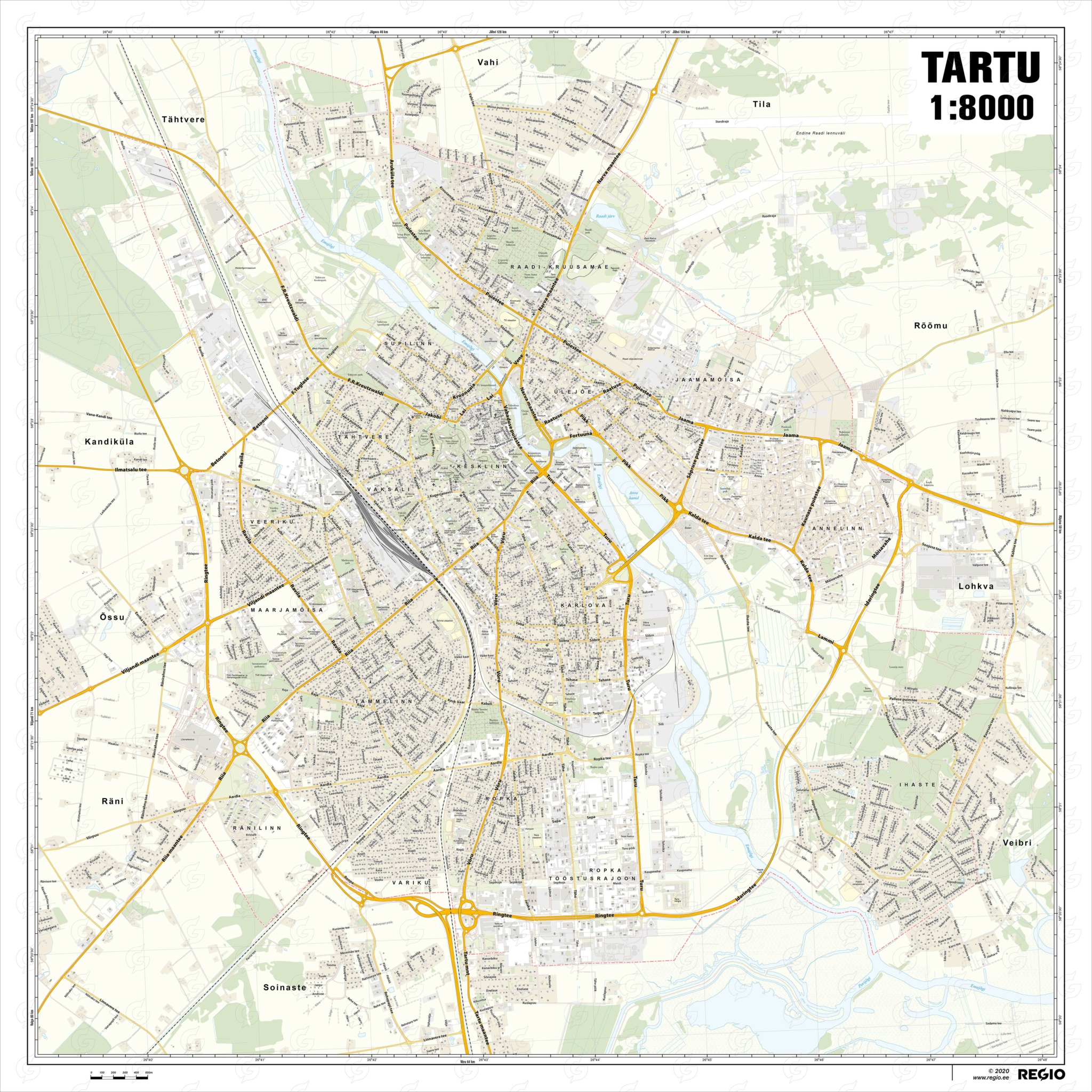 Map of Tartu, detailed - Regio