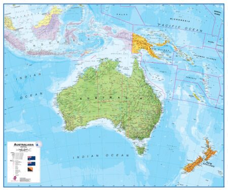 Austraalia, Australasia riikide seinakaart Maps Internatsional